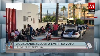 Ciudadanos se forman desde un día antes para votar en Hermosillo, Sonora