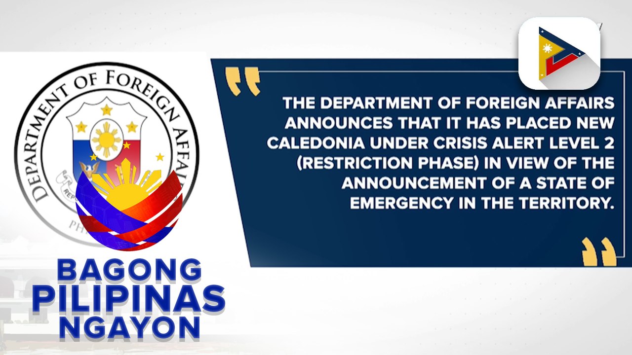 Alert Level 2, itinaas ng DFA sa New Caledonia