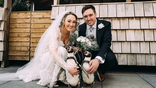 Groom surprises bride with penguin ring bearer