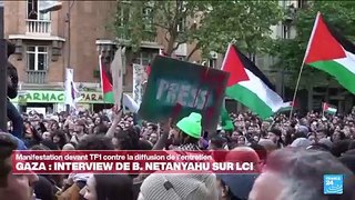 Interview de Netanyahu à LCI : manifestation près de la tour TF1