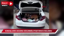 Durdurulan otomobilde kumaşların arasına gizlenmiş uyuşturucu çıktı