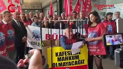 Büro-İş Sendikası’ndan 'kafes'li eylem
