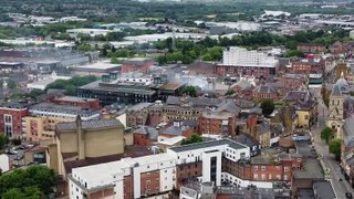 Drone footage of the smoke created by today's Bridge Street fire