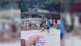 Watch moment British stag party brawls outside Majorca restaurant after ‘rubbish thrown in sea’