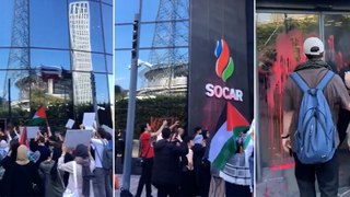 Filistin için Bin Genç grubu Socar'ın binasını bastı