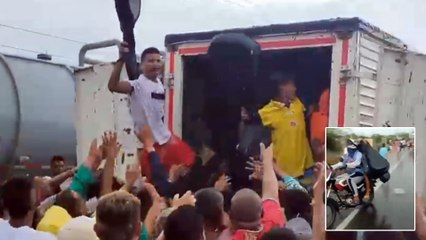 Comunidad de Tasajera saqueó camión cargado de guitarras que se accidentó y todo quedó en video