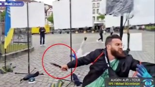 Agressor esfaqueia homem no rosto em manifestação contra o Islã antes de ser morto a tiros pela polícia