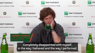 'The problem is the head' - Rublev 'disappointed' with behaviour after French Open exit