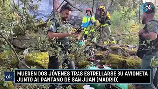 Mueren dos jóvenes tras estrellarse su avioneta junto al Pantano de San Juan (Madrid)