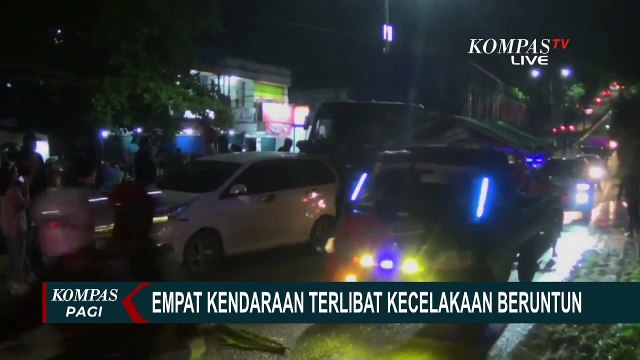 Tabrakan Beruntun 2 Truk Kontainer dan 2 Minibus di Balikpapan