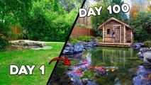 Building TINY WARM HOUSE with FISH POND in my Backyard | In 100 DAYS