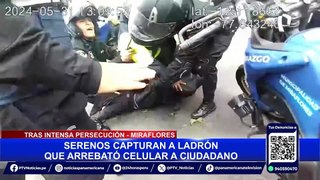 Serenos de Miraflores capturan a ladrón de celulares tras intensa persecución