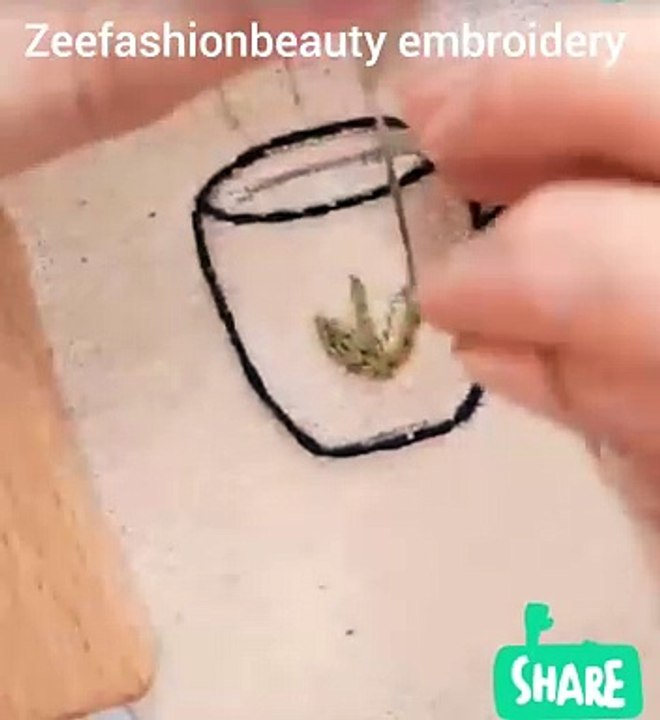 Embroidery mug-Hand embroidery design-chain stitch flower embroidery design