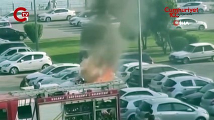 Otomobilde yangın paniği Sürücü ölümden döndü!