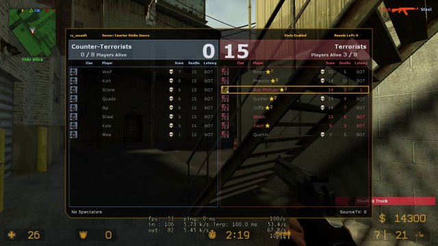 cs_assault gameplay with Expert Bot, no armor and being slapped | Counter-Strike: Source - T