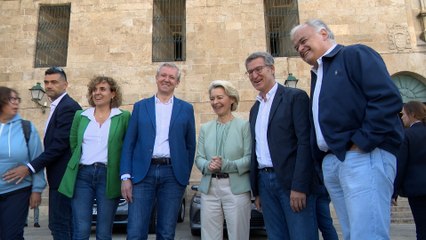 Protesta propalestina durante la vista de Feijóo y Ursula von der Leyen a Santiago de Compostela