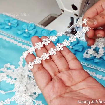 Today I am making a beautiful border Design for Trouser pants and Kurti sleeves with pearls and fabric flowers / learn clever sewing tips and tricks with Knotty Stitches