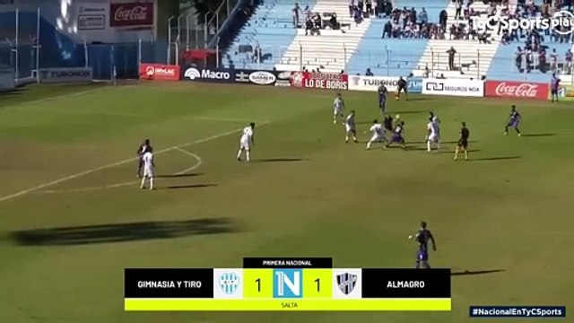 Los goles de Gimnasia y Tiro 1 - Almagro 1 por la Primera Nacional