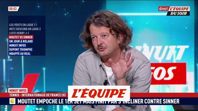 Moutet n'a pas tenu la distance contre Sinner - Tennis - Roland-Garros