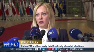 Meloni and party holds right-wing rally in Rome