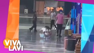 Mujer le hace berrinche a su novio en centro comercial