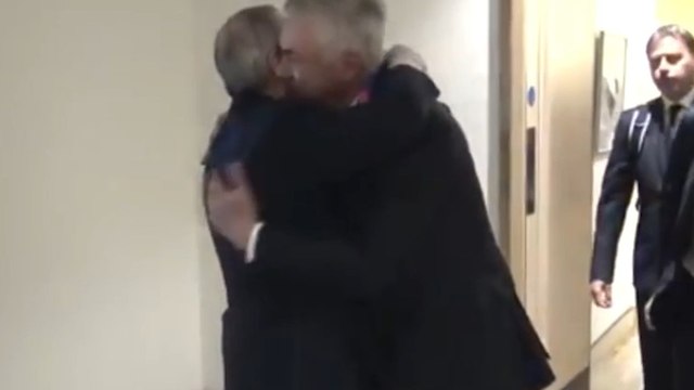 Saludo de Florentino a la plantilla dl Real Madrid en su llegada a Wembley