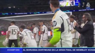 Celebración del Real Madrid en Wembley tras conseguir la 15º Champions