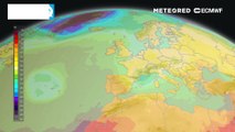 En la animación de temperatura a 500 hpa (unos 5500 metros) puede observarse la transición entre vaguadas, dorsal y la DANA prevista para el fin de semana.