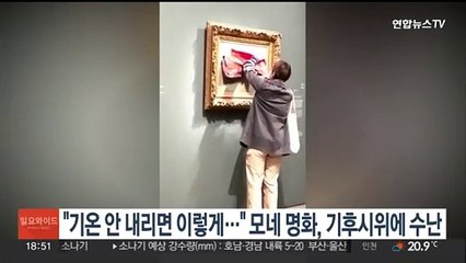 "기온 안 내리면 이렇게…" 모네 명화, 기후 시위에 수난