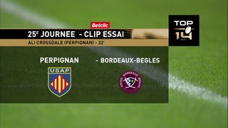 TOP 14 - Essai de Ali CROSSDALE (USAP) - USA Perpignan - Union Bordeaux-Bègles