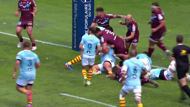 TOP 14 - Essai de Ruiz IGNACIO (USAP) - USA Perpignan - Union Bordeaux-Bègles