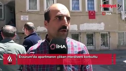 İstanbul'un ardından Erzurum’da bir apartmanın merdivenleri çöktü