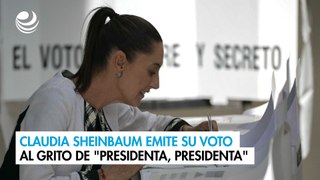 Claudia Sheinbaum emite su voto al grito de 