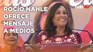 Rocío Nahle candidata a la Jefatura de Gobierno en Veracruz ofrece mensaje a medios