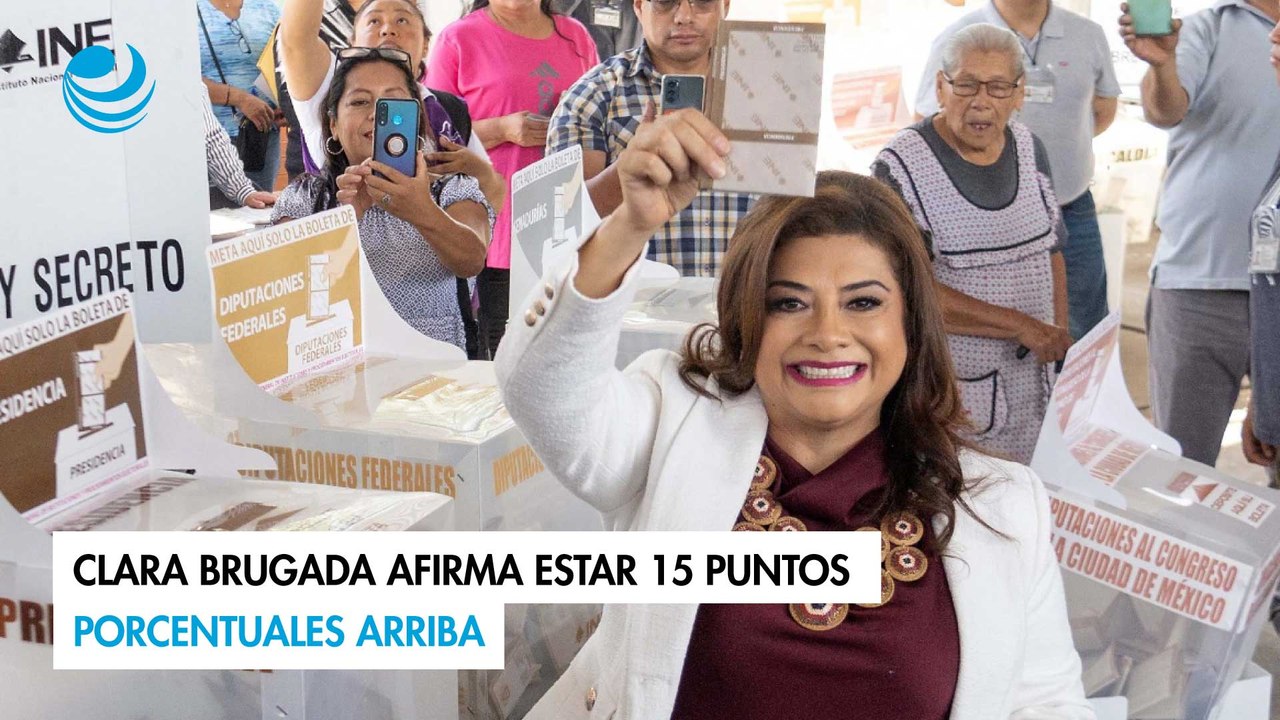 Clara Brugada afirma estar 15 puntos porcentuales arriba
