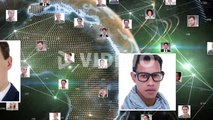Animation of globe of network of connections with people's photos