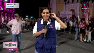 En Veracruz, simpatizantes de la candidata Roció Nahle inician la fiesta ene la Plaza Lerdo