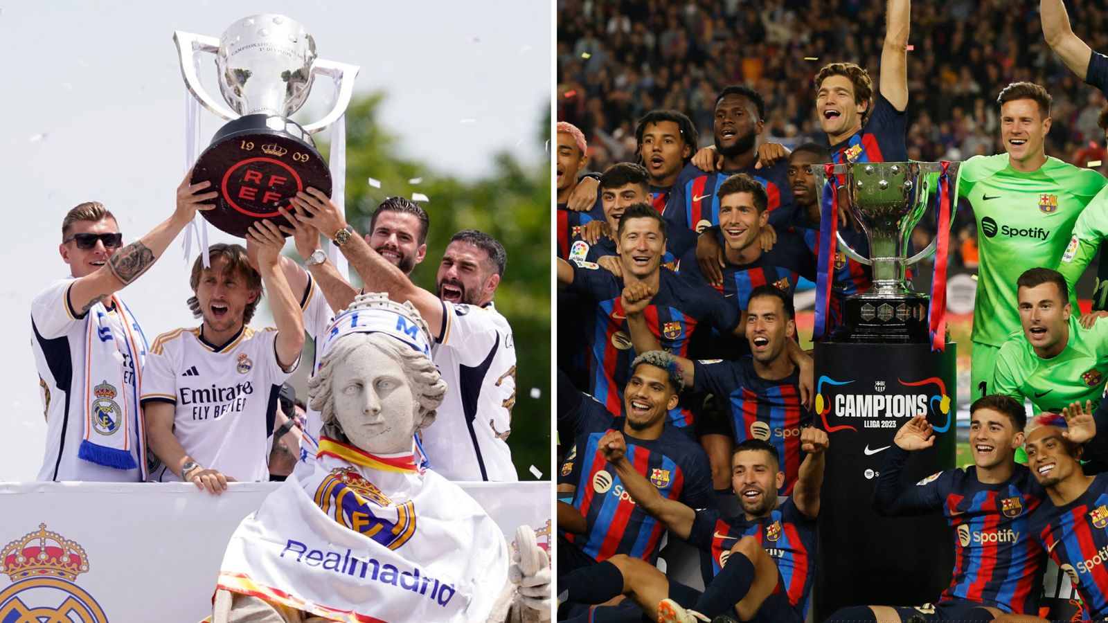 Real Madrid lift UCL trophy in front of fans at the Bernabéu