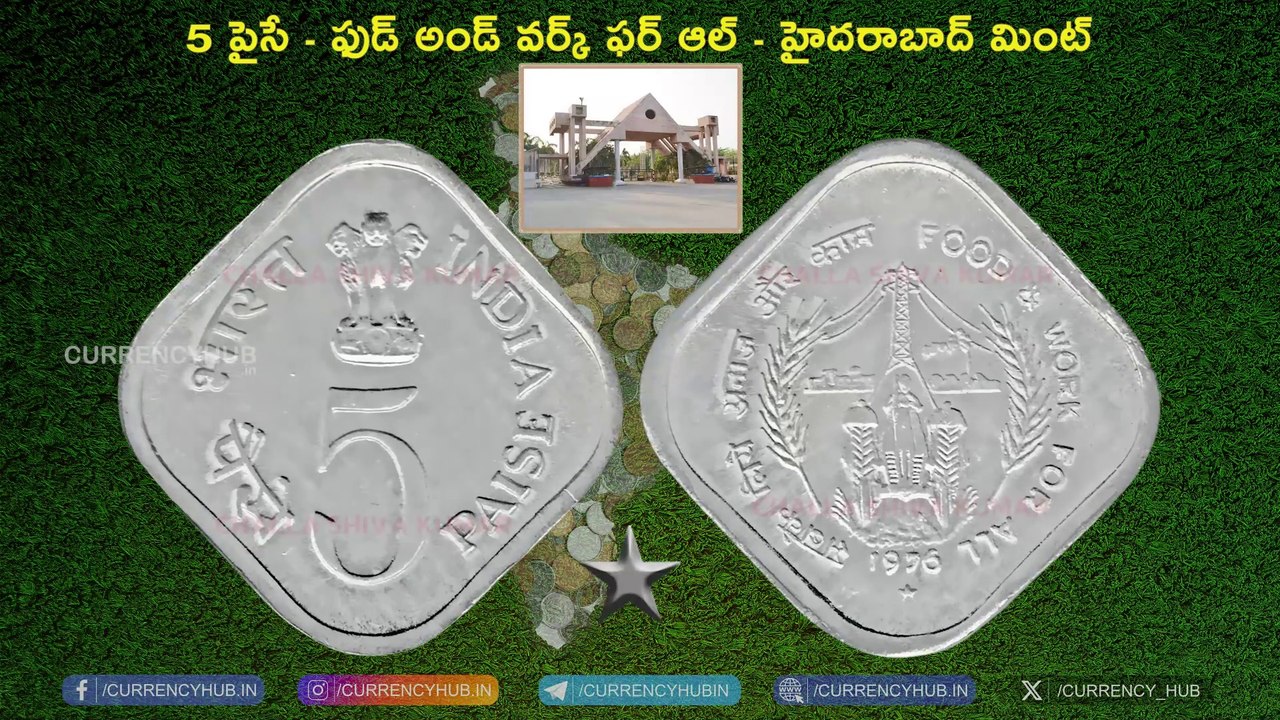 5 పైసే ఫుడ్ అండ్ వర్క్ ఫర్ ఆల్ హైదరాబాద్‌ మింట్ కమెమొరెటివ్ కాయిన్
