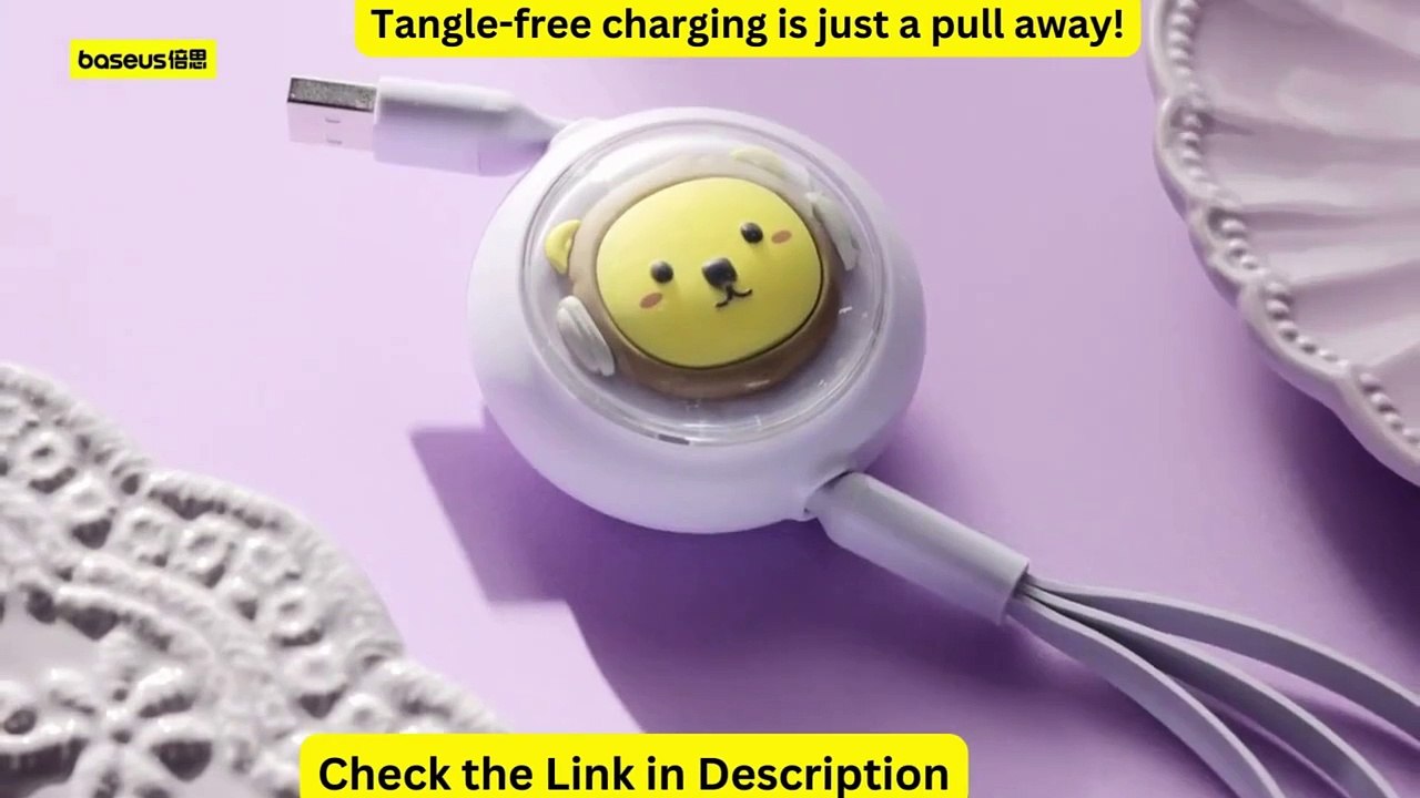 Baseus Retractable 3 In 1 3.5A Super Fast Charging Data Cable For iPhone Samsung Mobile Phone
