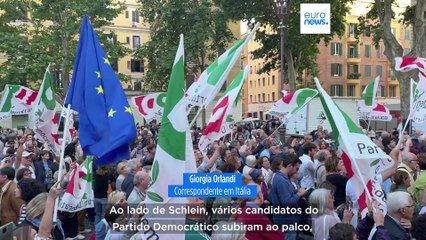 Líder do Partido Democrático italiano pede "Europa mais social" no último comício em Roma