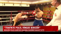 Trafikte polis, ringde boksör: Kariyer maçında rakibini nakavt etti