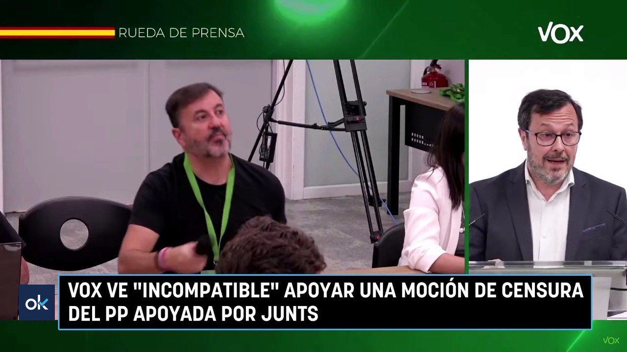 Vox ve "incompatible" apoyar una moción de censura del PP apoyada por Junts