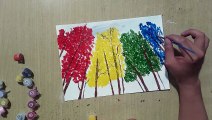 DRAW FOREST TREES WITH 4 AMAZING COLORS - EASY DRAWING - How to paint- PAINT and DRAW