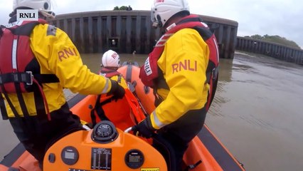 Watch Gravesend RNLI rescues dog from river Thames near Tilbury