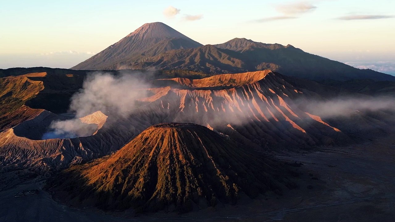 Bayu Triaswara Aerial zoom view of bromo tengger semeru volcano in east ...