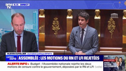 Budget: les motions de censure du RN et de LFI rejetées par l'Assemblée nationale