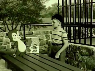 50s Sugar Crisp TV commercial -  kid scared by Sugar Bear at the zoo