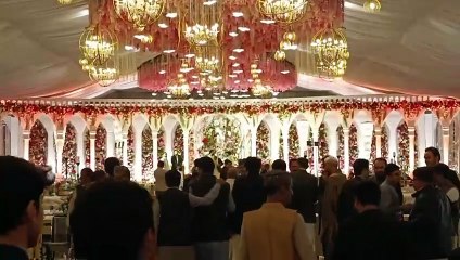 Bnaquet bridal stage decor light work full flower work view.
