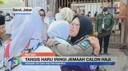 Tangis Haru Iringi Pelepasan Ratusan Jemaah Calon Haji di Garut Jawa Barat